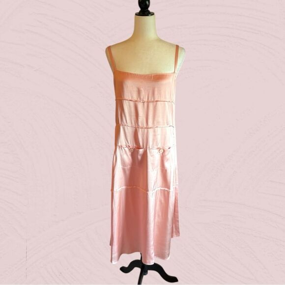 Carven satin midi dress peachy pink - Picture 2 of 16